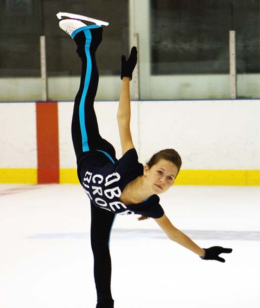 Practicing scales during an ice skating lesson at Rocket Ice.