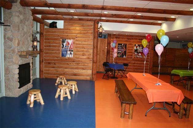 Party room that is used for an Ice Skating Birthday Party.