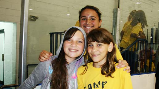 Picture of three girls from a summer group outing on the ice