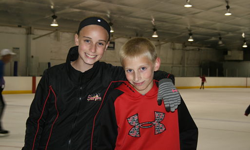 Ice skating rink near Lemont, Rocket Ice - boys ice skating.