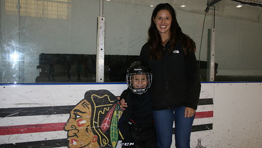 Ice skating rink near Naperville, Rocket Ice - mom and kids.