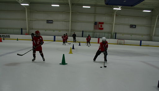 Ice skating rink near Lisle - youth hockey session at Rocket Ice.