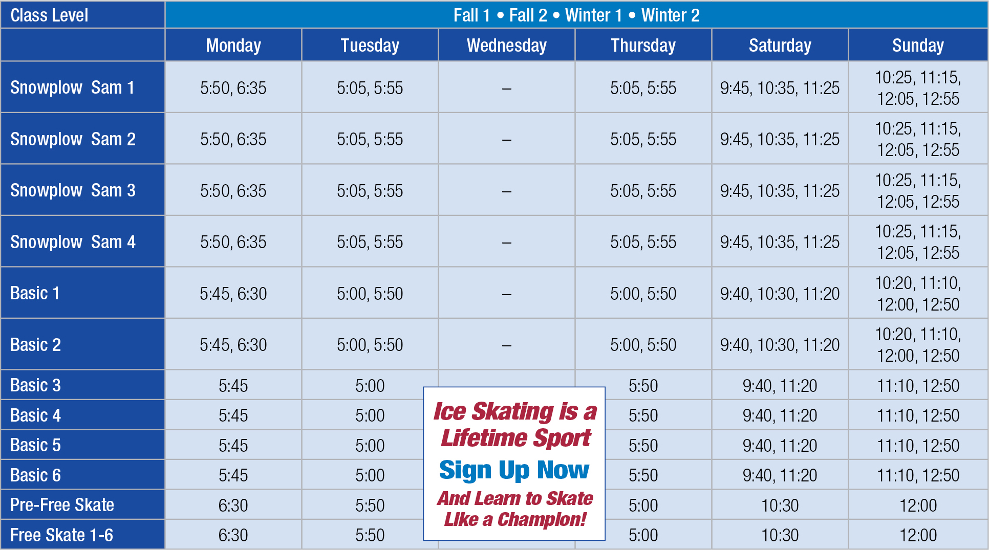 2024 - 2025 LTS Schedule Grid for Website